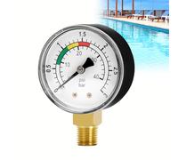 Manómetro de Piscina, Manómetro de Baja Presión de0-3bar/ 0-40psi, Manómetro de Agua BSPT de 1/4, Manometro Presion Agua, Manómetro de Vacío Multifunción, Conector de latón