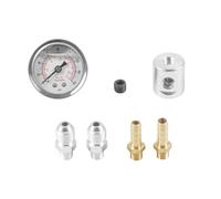 Manómetro de presión combustible NPT 1/8 con diseño llenado líquido, caja pulida y kit adaptador: mide psi, bar kg/cm para sistemas(0-160psi)