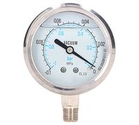 Manómetro de vacío, 1/4in NPT Doble escala de acero inoxidable manómetro de vacío probador para agua (-0.1-0Mpa)