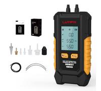 Manómetro digital de presión de aire -101-200 kPa, resolución de 0,1 kPa, probador de aire, 6 unidades, medidor de presión de aire HVAC de puerto doble diferencial, manómetro de presión diferencial