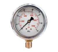 Manómetro lleno de glicerina de 2,5 pulgadas - Montaje inferior de 1/4", 30-10000 Aceite hidráulico Aire Agua(0-2000 psi 0-140 bar)