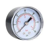 Manómetro mecánico de presión para aire, aceite y agua con conexión trasera 1/8 pulg BSPT (0-60psi, 0-4bar)