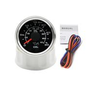 Manómetro, Medidor de presión aceite con retroiluminación 7 colores 0-30Bar 0-450PSI 1/8NPT 150PSI Sensor para coche barco(0-30Bar Black Silver)