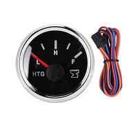 Manómetro nivel de tanque, indicador 52mm plateado y blanco - Medición Precisa 0-190Ω, IP67 Sumergible 1m, 9-32V para Barcos y Autocaravanas (Cubierta plateada con esfera negra)