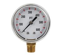 Manómetro radial Y50 0, 600 PSI, de acero inoxidable y latón, con conector de latón de 1/4 pulgadas NPT, para medir la presión en sistemas hidráulicos, hidráulicos y