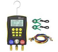 Manómetros Aire Acondicionado Digitales, Kit de Manómetro HVAC para 93 Refrigerantes (R32/R410a/R22/R1234YF), con 2 Abrazaderas de Temperatura para Pruebas de Clima y Frigoríficos