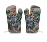 Manopla de horno con diseño de leopardo a rayas, antideslizante, de alta resistencia al calor, guantes de cocina suaves y cómodos, guantes de cocina para colgar, guantes de cocina, 1 par