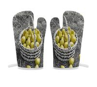 Manopla de horno de pera negra y blanca antideslizante, mini guante de horno de alta resistencia al calor, guantes de cocina suaves y cómodos, guantes de cocina para colgar, guantes de cocina, 1 par
