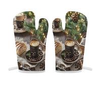 Manopla de horno para pan de café, antideslizante, de alta resistencia al calor, guantes de cocina suaves y cómodos, guantes de cocina para colgar, guantes de cocina, 1 par