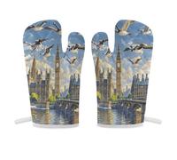 Manopla de horno pintada a mano para cocina, antideslizante, resistente al calor, suave, cómoda, para colgar y almacenar, 1 par