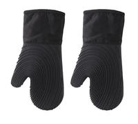 Manopla de Horno Silicona Profesional Larga con Forro Acolchado, Guantes for Flexibles y Resistentes al Calor, 1 par Elementos Esenciales Cocina para Horno(Black)