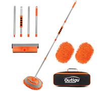 Manopla de lavado de coches de 62 pulgadas con mango largo, cepillo de microfibra de chenilla 3 en 1, vehículos recreativos, 2 cabezales de fregona y 1 esponja de escurridor de secado