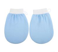 Manopla exfoliante estilo coreano removedor de piel muerta para piel suave - Limpieza profunda de la ducha - Blanco 15 x 21 cm (2 piezas azul cielo)