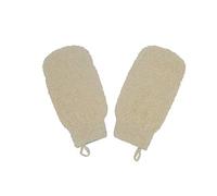 Manopla exfoliante natural de doble cara Ramio Manopla de mano en forma de guante de ducha para espalda y cuerpo, color blanco, elimina la piel muerta, lavable a máquina, paquete de 2