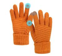 Manoplas cálidas de invierno para mujer, guantes de pantalla táctil, guantes de punto, forro suave y cálido, puños elásticos, guantes de texto de invierno, amarillo, talla única