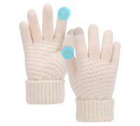 Manoplas cálidas de invierno para mujer, guantes de pantalla táctil, guantes de punto, forro suave y cálido, puños elásticos, guantes de texto de invierno, blanco, talla única
