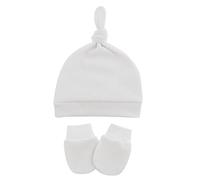 Manoplas de gorro de bebé recién nacido para niños de 0 a 6 meses, guantes de algodón sin arañazos, paquete de 3 unidades, necesidades infantiles, color blanco