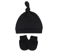 Manoplas de gorro de bebé recién nacido para niños de 0 a 6 meses, guantes de algodón sin arañazos, paquete de 3 unidades, necesidades infantiles, color negro