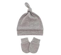Manoplas de gorro de bebé recién nacido para niños de 0 a 6 meses, guantes de algodón sin arañazos, paquete de 3 unidades, necesidades infantiles, color gris