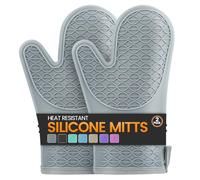 Manoplas de Horno de Silicona, Resistentes al Calor, 2 Manoplas de Horno con Forro de algodón Suave, Guantes de Horno Impermeables con Agarre Antideslizante, para Barbacoa, Hornear, cocinar, 12.5