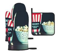 Manoplas de horno y palomitas de maíz y soportes para ollas, guantes de cocina para cocinar, hornear y asar