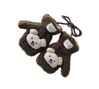 Manoplas de invierno cálidas para nieve, bufandas, diseño de oso de dibujos animados para niños, niñas, estudiantes, guantes térmicos gruesos/bufanda de animales, Guantes de café, Talla única