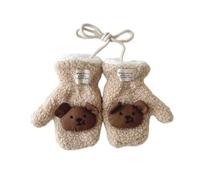 Manoplas de invierno cálidas para nieve, bufandas, diseño de oso de dibujos animados para niños, niñas, estudiantes, guantes térmicos gruesos/bufanda de animales, Guantes beige, Talla única