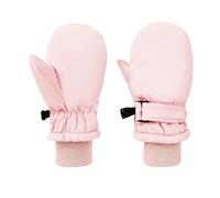 Manoplas de invierno de poliéster negro para niños | Forma de manopla cerrada, aberturas de muñeca fruncidas, correas de muñeca ajustables