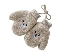 Manoplas de invierno para niños pequeños con cuerda para colgar en el cuello, guantes aislados de lana de cordero para bebés de 12 a 48 meses, diseño de oso