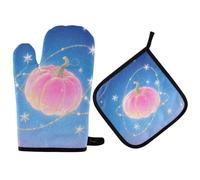 Manoplas Horno Calabazas Rosas De Acción De Gracias Juego De 2 Guantes Agarraderas Antideslizante con Ganchos Guante Cocina para Microondas Cocinar