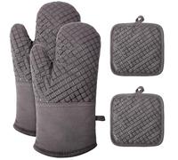 Manoplas Horno, Juego de 4 Manoplas para Horno,2 Guantes de Cocina, 2 agarraderas, Guantes de Cocina Resistentes al Calor y Antideslizantes - Ankway