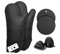 Manoplas Horno, Sopito Guantes Horno Cocina Silicona Lot de 6, Guantes Barbacoa Resistentes al Calor 230℃, Guantes Cocina Horno Resistentes al Calor Aptos para Cocinar, Hornear y Asar