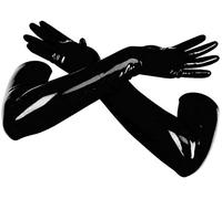 Manoplas Largas De Goma De Látex Para Mujer Guantes Con Dedos,Negro,Pequeño