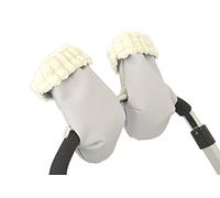 Manoplas para carrito silla de bebé pelo extra-suave y ecopiel gris