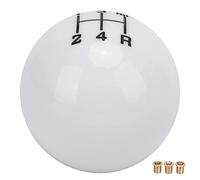 Manopola del Cambio Testa della Leva del Cambio a Sfera Rotonda 5 Velocità con 3 Adattatori in Acciaio di Ricambio Accessorio Universale per(Bianco)
