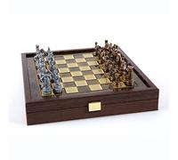 Manopoulos, Juego de ajedrez del ejército romano griego - azul y cobre - caja de madera - tablero marrón