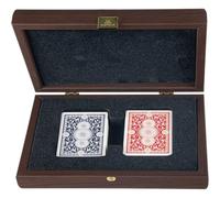 Manopoulos Luxury Plastic-Coated Playing Cards in California Walnut Burl Wooden Case