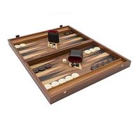 Manopoulos The Walnut Black and Oak Club - Juego de backgammon con copas de vinilo de lujo