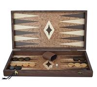 Manopoulos Walnut Burl Traditional 19" Backgammon Set - Olive Checkers