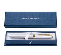 Manor & Hawthorne Pluma estilográfica personalizada, acabado lacado grabado con detalles dorados en caja de regalo, tinta suave y recargable, regalo para negocios, profesionales, aniversarios y