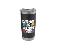 Manos de colores con letras - diversidad e inclusión Vaso térmico de acero inoxidable de doble pared