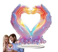 Manos de corazón de San Valentín - 19 x 20 cm Plano, Pantalla acrílica Colorida, diseño de Gestos de Amor con Bordes Lisos y Superficie Brillante | Decoración del hogar para Chimenea, Pared