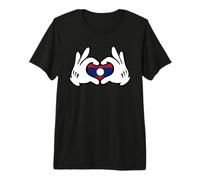 Manos De Dibujos Animados Formando Corazón Bandera Laos Camiseta Premium