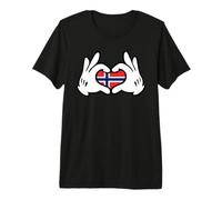 Manos De Dibujos Animados Formando Corazón Bandera Noruega Camiseta Premium