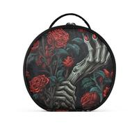 Manos De Esqueleto De Rosa Roja Bolsa de Maquillaje Organizador de Circular Cosméticos Bolsas Creatividad con Divisor Ajustable para Mujeres