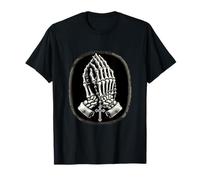 Manos de esqueleto en oración con cuentas de rosario cristiano Camiseta