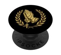 Manos de oración católica: Oración del rosario PopSockets PopGrip Adhesivo
