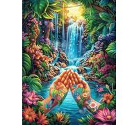 Manos en la Cascada Rompecabezas 500 Piezas Cartón Grueso para Mayores Cuentos de Hadas de Animales y Plantas Noches Juegos Familiares Estimulación Mental Regalo San Valentín 500 PCS