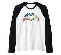 Manos Formando Corazón Medio Americano Medio Mexicano USA México Camiseta Manga Raglan
