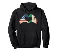 Manos Formando Corazón Medio Americano Medio Mexicano USA México Sudadera con Capucha